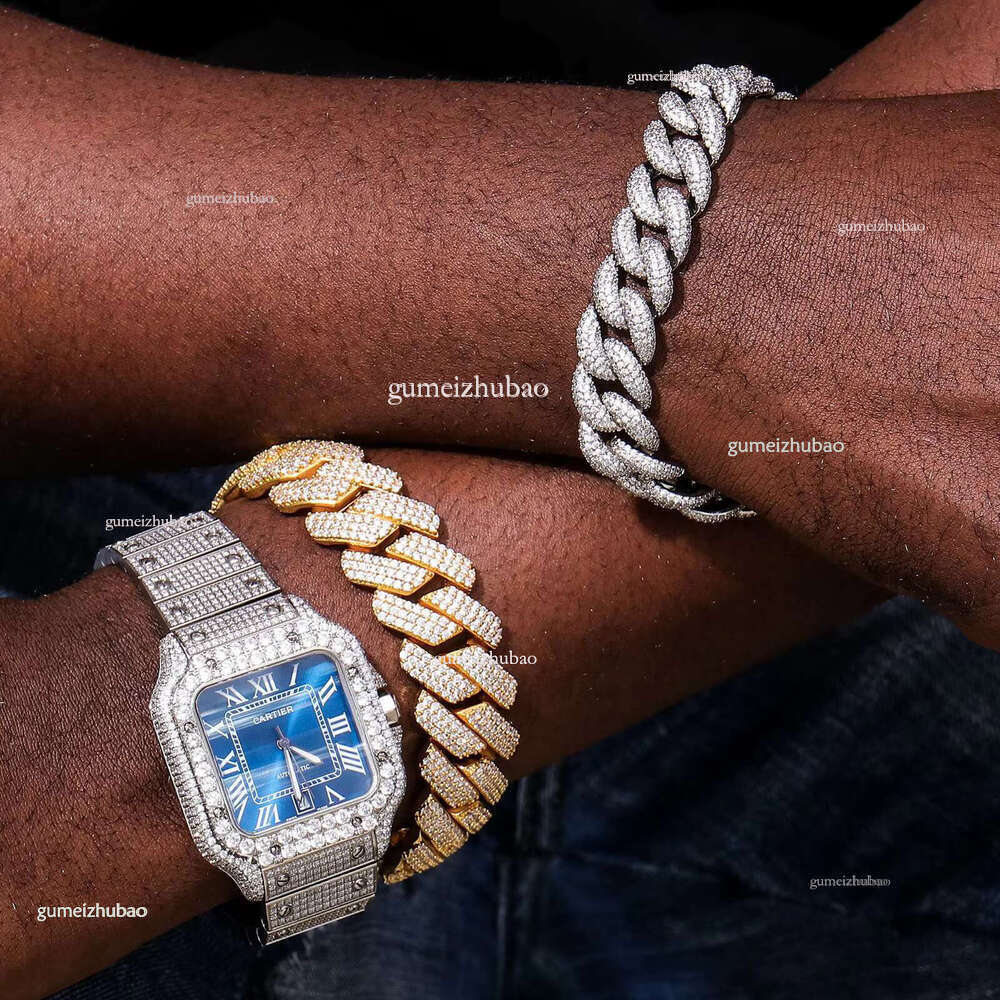 Sier Iced Miami 7-22inches Hip Hop Bracelet Vvs Real Dia Moissaniten Cuban k Chain Necklace for Men