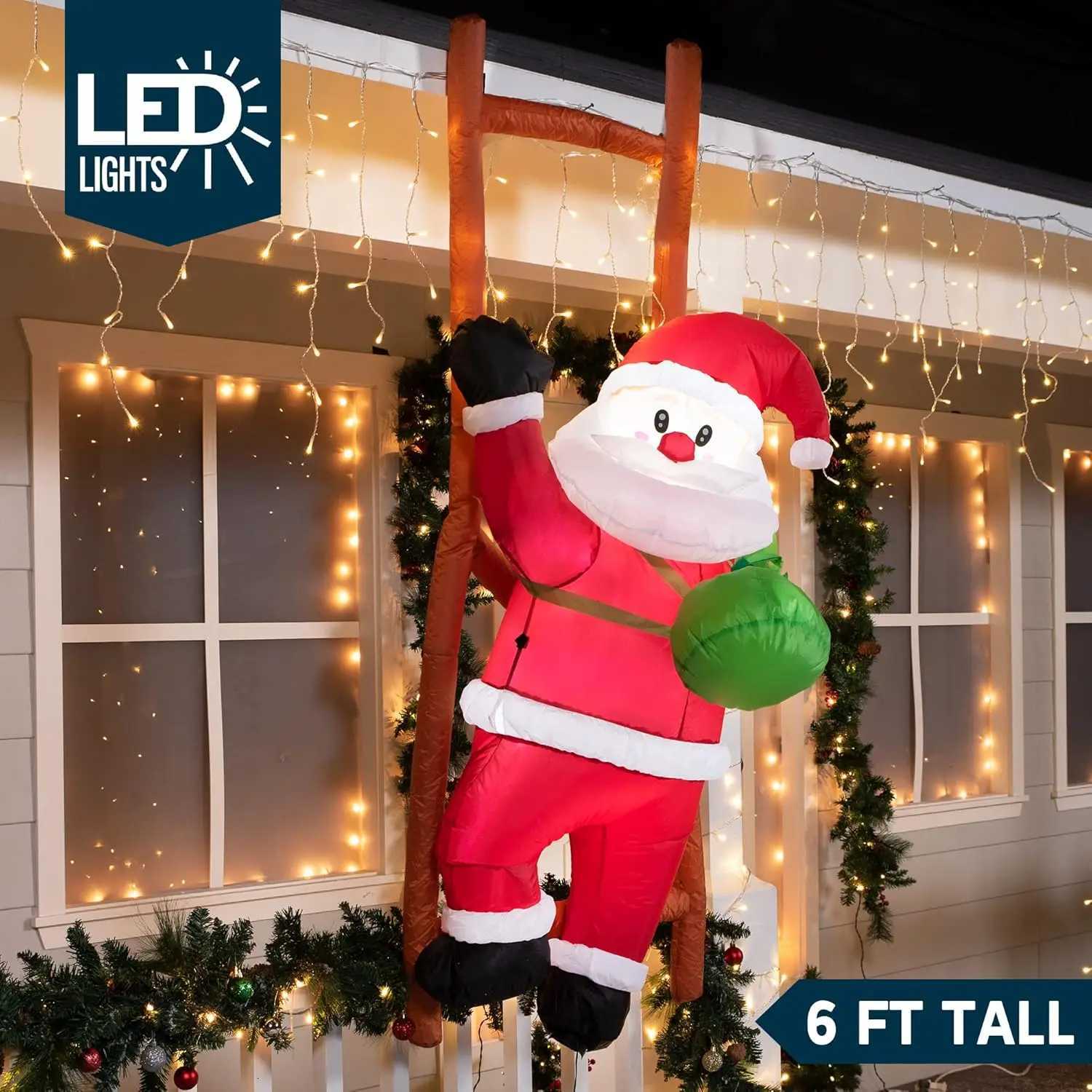 Christmas JOYFY 6 FT Christmas Inflatable Climbing Santa Hanging Inflatable Christmas Yard Decorations for Xmas Party Lawn Dcor Y251111