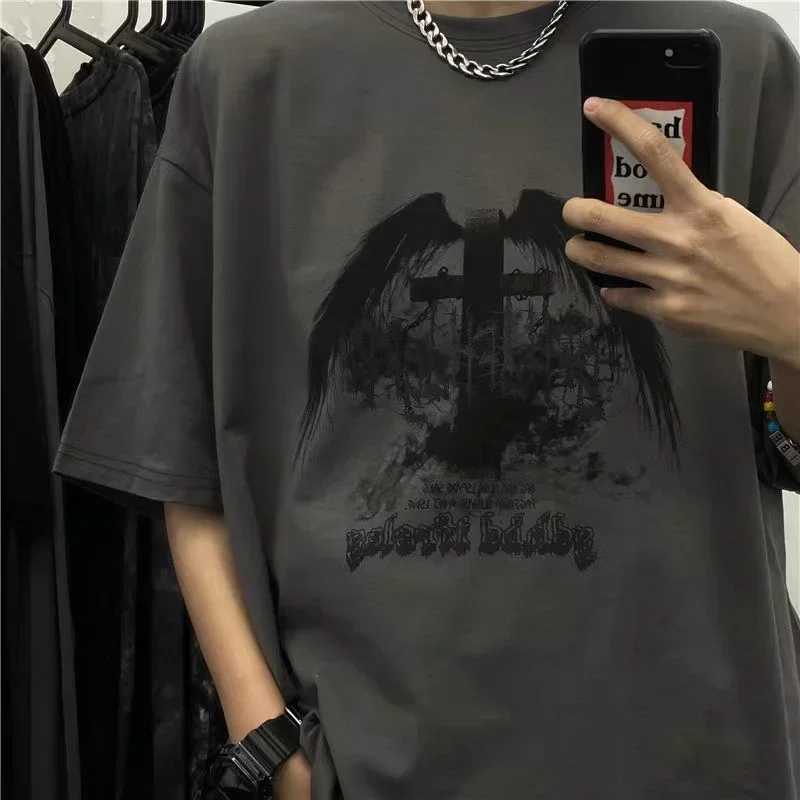 Ultra fine mens T-shirt summer T-shirt dark street gothic printed skeleton cotton short sleeved T-shirt Harajuku mens T-shirt M250411