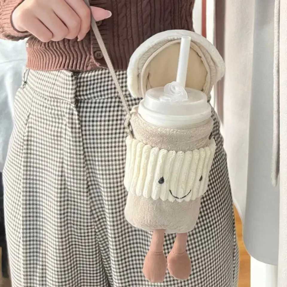 Womens Bag Crossbody Plush Bag Ins Cute Cup Cover Bags for Coffee Milk Tea Phone Fashion Small StorageT251110