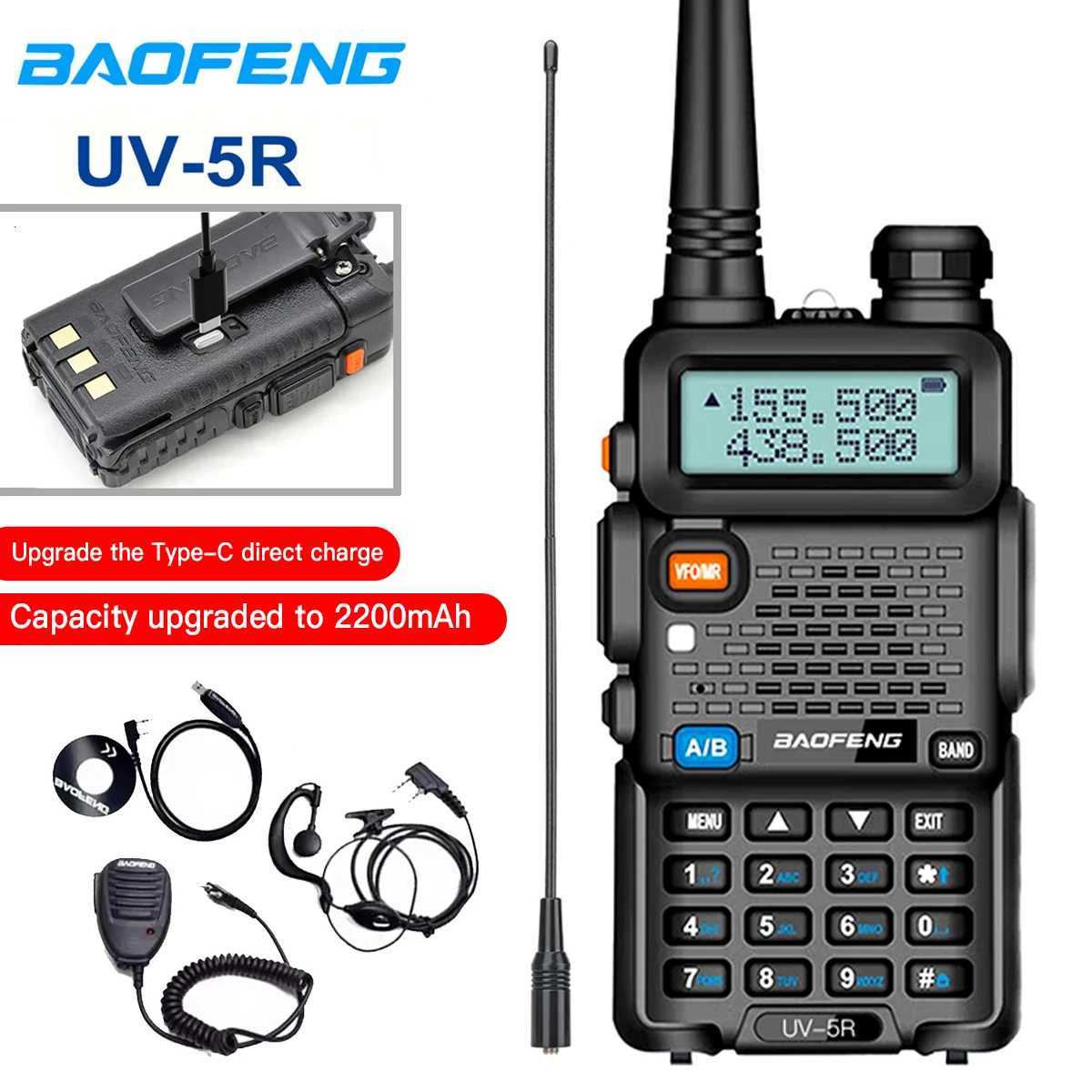 Baofeng UV-5R USB Lange Afstand Dual Band Ham Amateur Met Vhf Uhf Fm CB 128CH 2200mAh portable Handheld long range Two Way Ra H251111