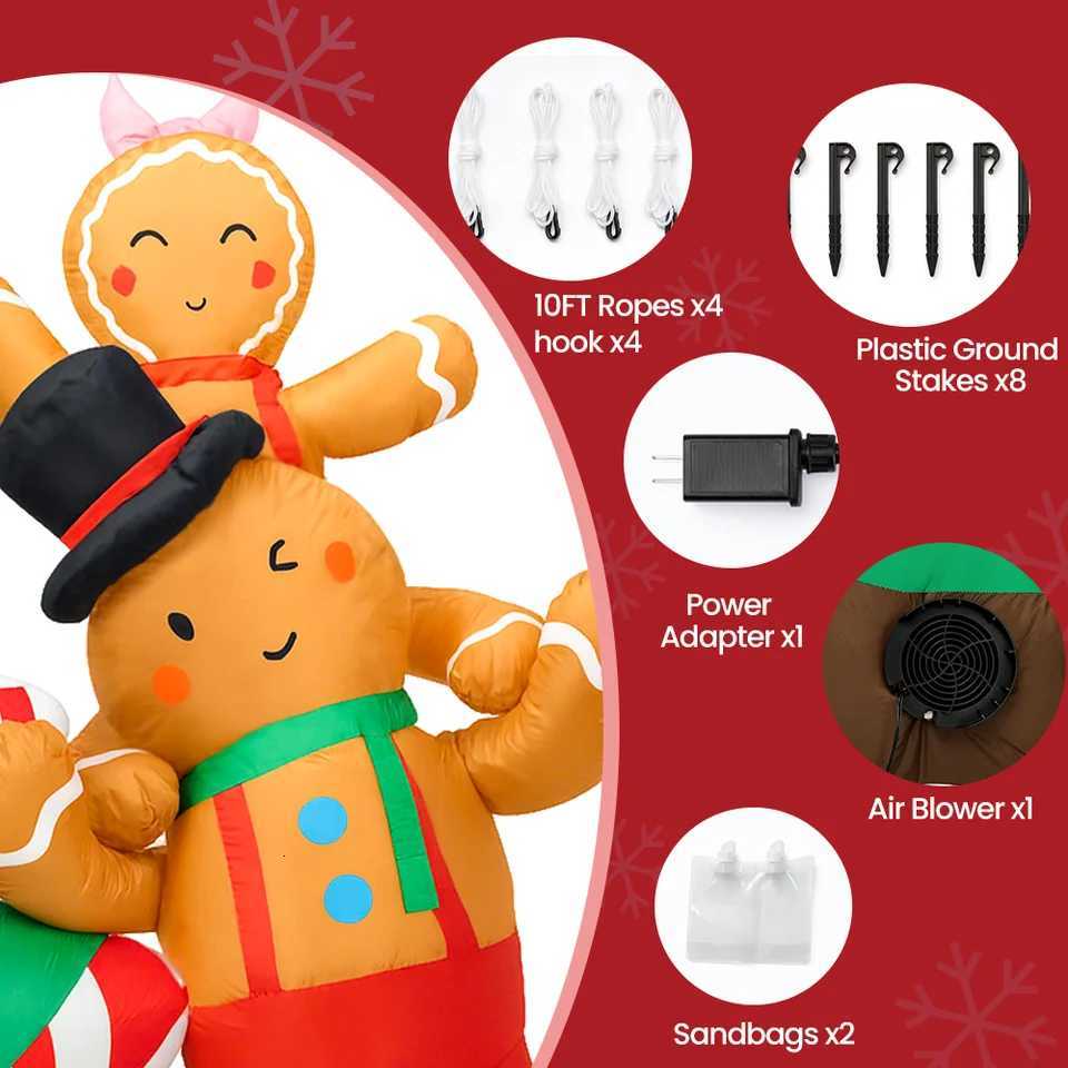 Christmas 8FT Christmas Inflatables Outdoor Decorations Blow Up Yard DecorationGingerbread Man Christmas Tree Y251111