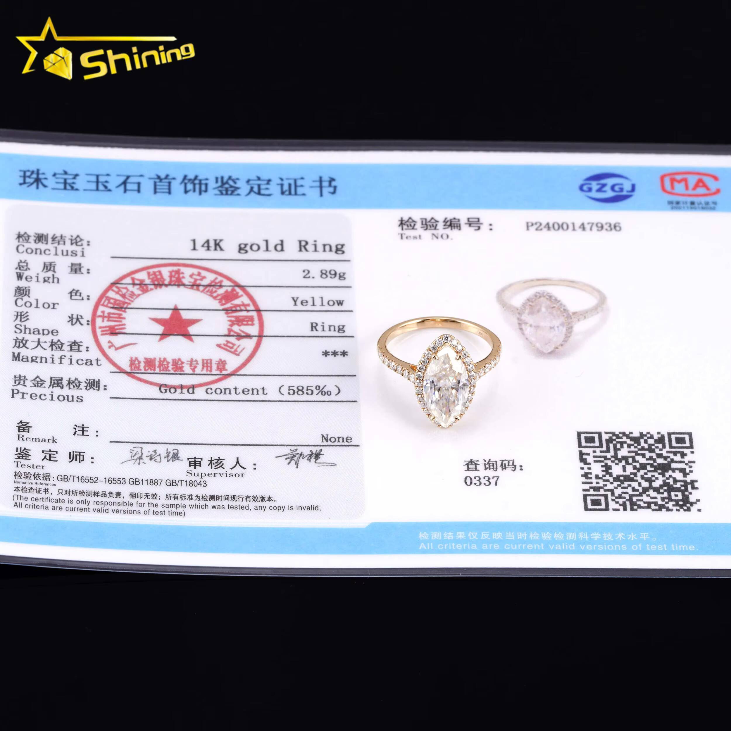 GRA Certificated 14K Gold 3CT Halo Marquise VVS Moissanite Diamond Ring Custom Women Fine Engagement Wedding Rings