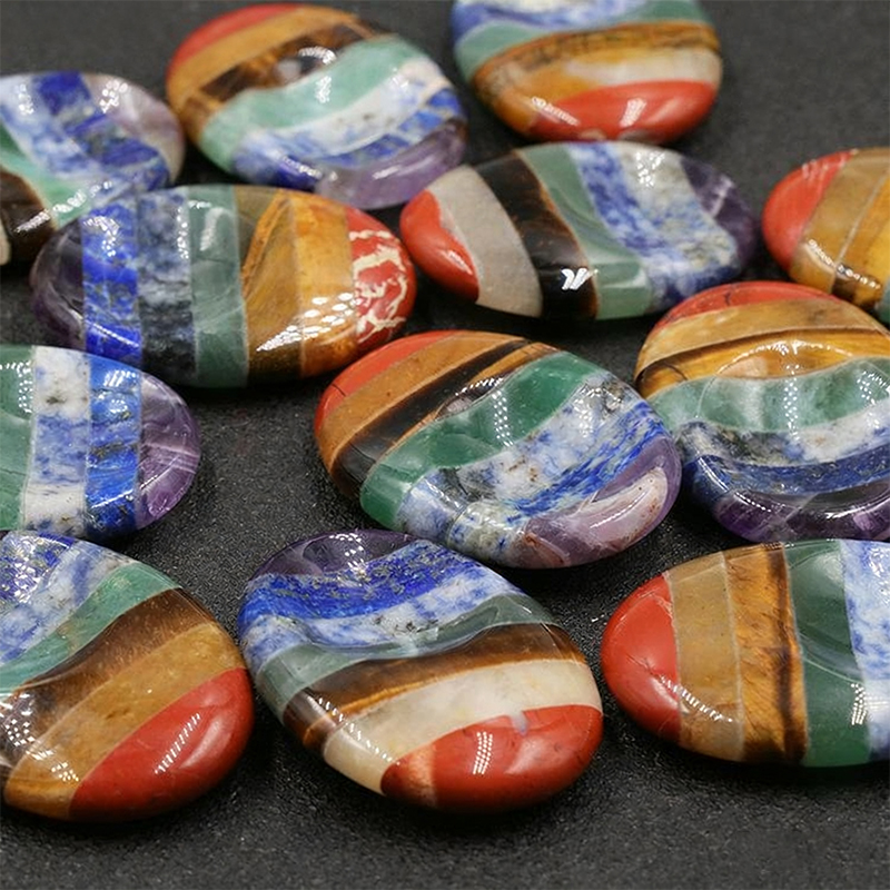 Seven-color Thumbstone, Natural Crystal, Half-Concave Thumbstone, Massage and Manipulation Board, Forgetfulness Stone, Seven-color Stress Relief Stone