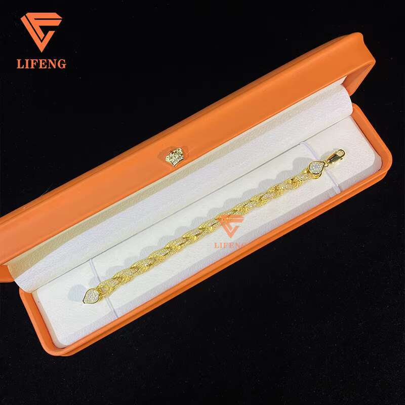Hiphop Bracelet Iced Out VVS Moissanite Diamond Charm Bracelet 925 Sterling Silver Custom Rope Chain Bracelet Fine Jewelry Women