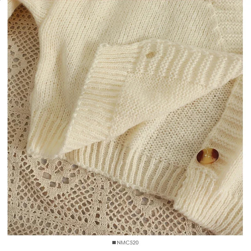 PTKPCC autumn colored decal cardigan suitable for womens cute long Vneck knitted crop sweater girls soft 250407
