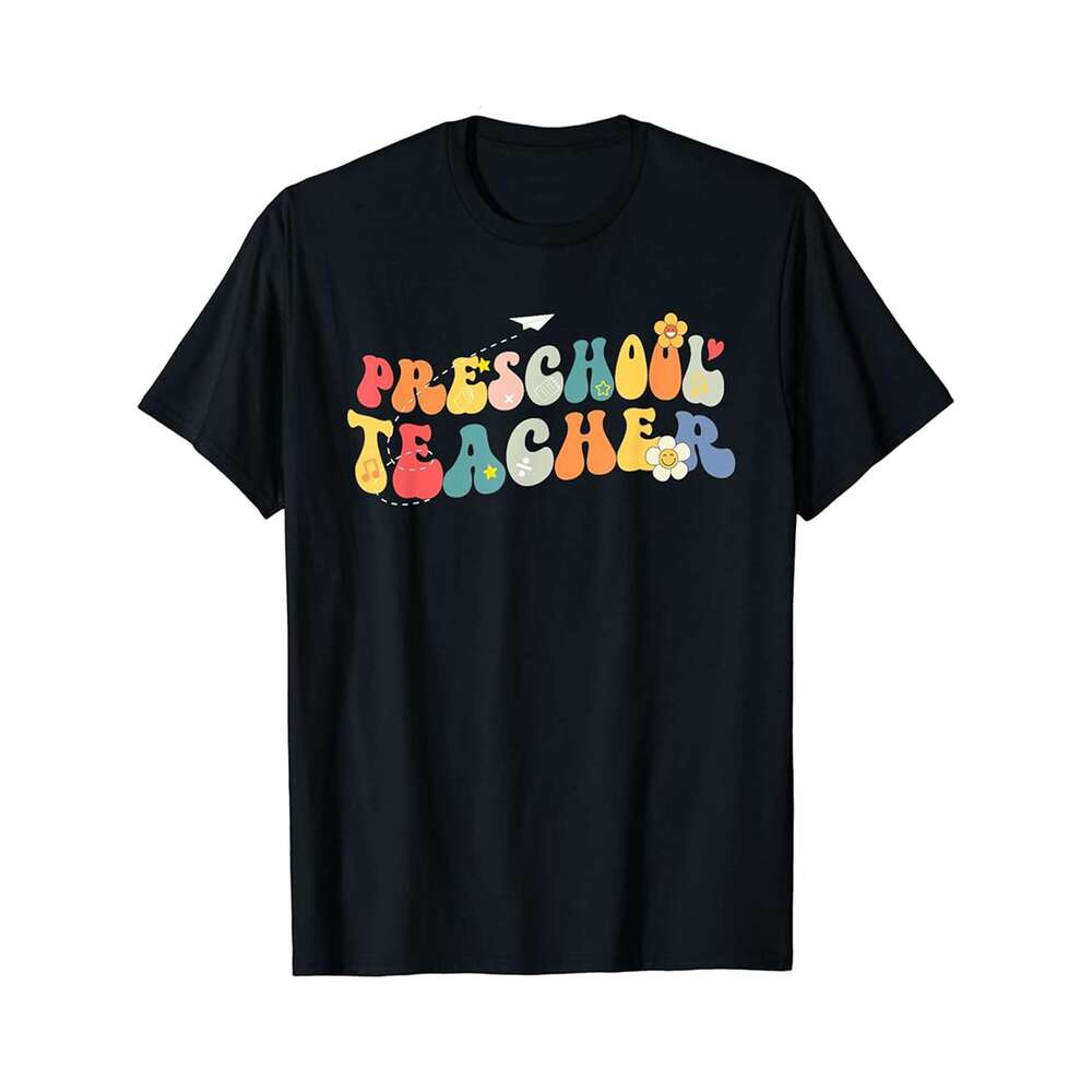 Designer T shirt Cute Preschool Retro Groovy Vintage First Day Of School - 220g T shits
