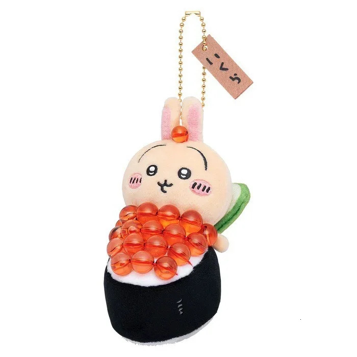Chiikawa Sushi Series Hachiware Black Tea Cup Usagi Caviar Flying Squirrel Sea Otter Lion Sa Pendant Plush Doll Bag Hanging Gift 251110