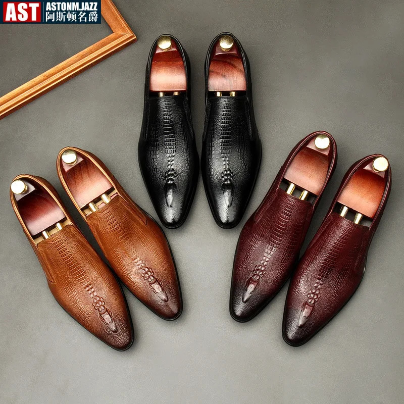 Handmade Mens Wedding Oxford Shoes Black Blue Genuine Leather Flat Dress Shoes Pattern Summer Business Formal Loafers 251106