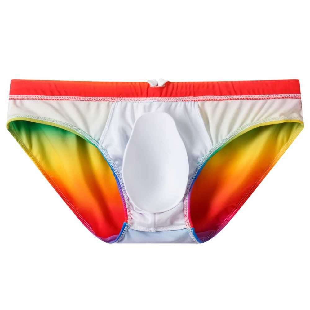 Jockmail brand mens swimsuit multi-color luggage with push ups sexy mens breathable swimsuit speed matching beach shortsW250410