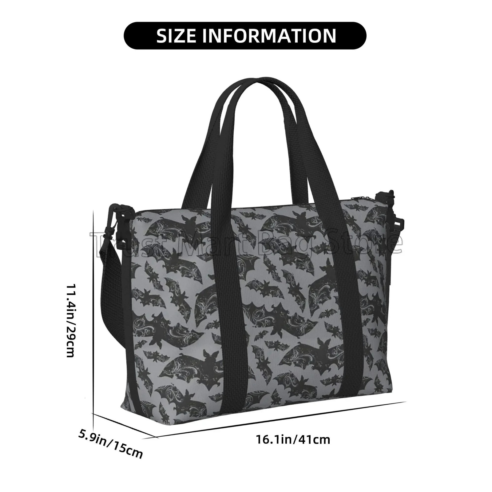 Goth Halloween Bats Print Duffle Bag Black Bats Flying Animal Overnight Travel Bags Luggage Bag Weekender Bags for Women Men 251110