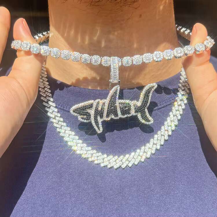 RTS Hot Sale Large Size VVS Moissanite Diamond Hip Hop Jewelry Cuban Link Chain Necklace for Men