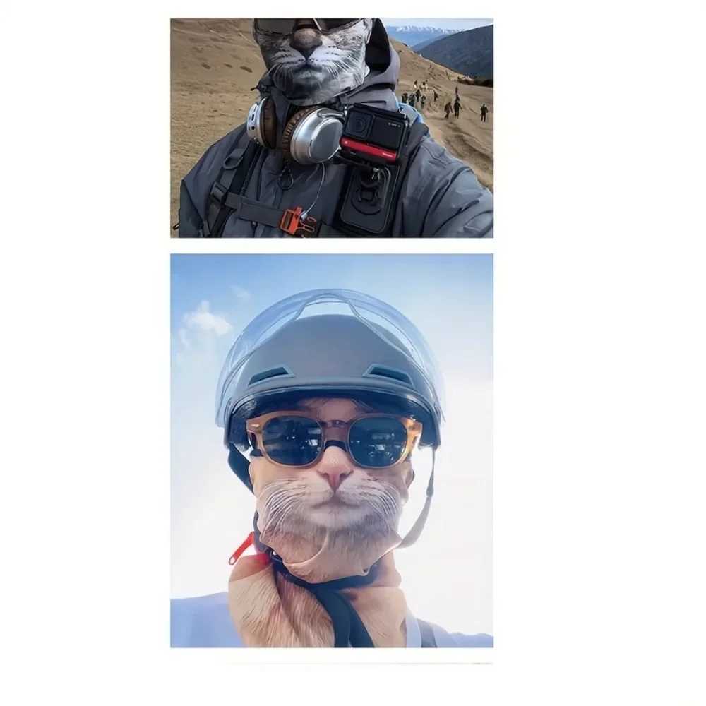 3D Animal Cat Design Summer Full Face Neck Protector Sun Shield Breathable Quick Dry Polyester Helmet Liner for Outdoor Cycling S251110