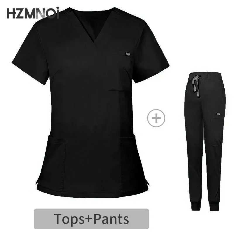 Multicolor Scrubs Uniform Short Slve Tops+Pants Nursing Uniform Women Surgery Workwear Scrub Set Pet Shop Doctor Scrub Medical X250410