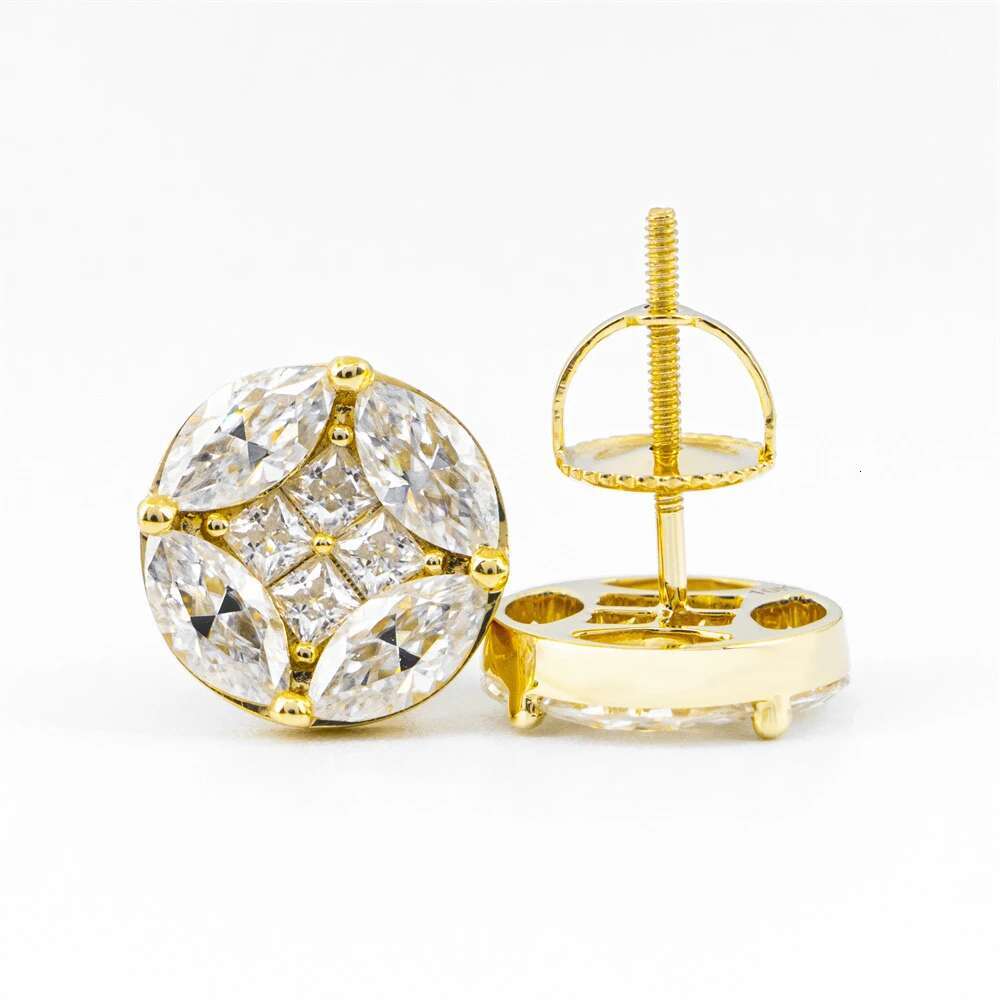Full Moissanite Diamond Womens Earrings Princess Marquise D Color VVS S925 Sliver Hip Hop Top Quality Earrings for Women Men