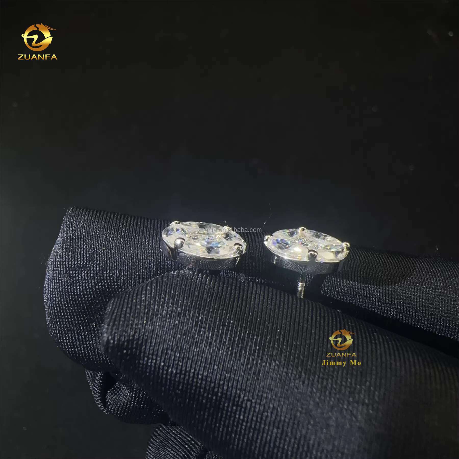 Hip Hop Luxury Rapper Style Iced Out Man Stud Earrings Marquise+Princess Moissanite Diamond Screw Back Stud Earring 925 Silver