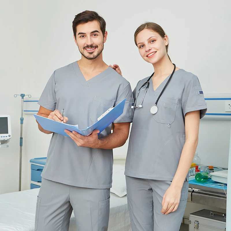 Scrub set medical uniform nurse work clothes suitable for womens nursing tops and pants chlorine bleach durable doctor set 9901 X250410