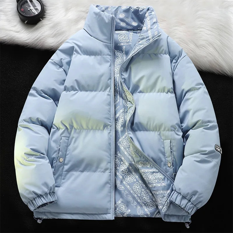 Both Sides Cotton Jackets Men Winter Premium Casual Soft Stand Collar Thickened Puffer Coat Outdoors Adventure Windproof Parkas 251106