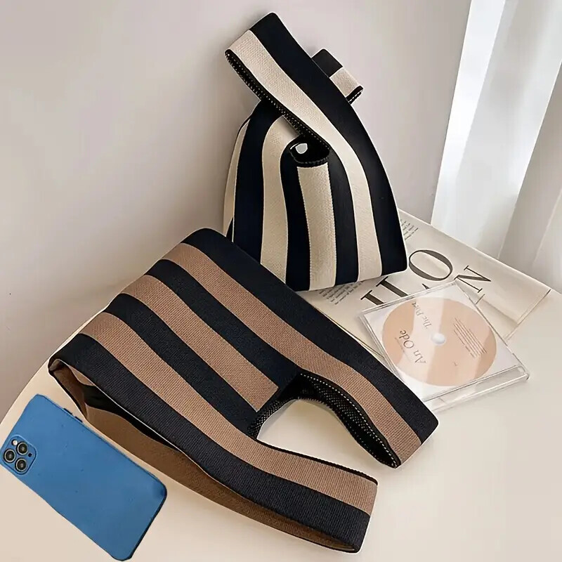FL- Handbag Women's Knitted Wool Bucket Bag Versatile Handbag Casual Tote Bag Box Rice Bag