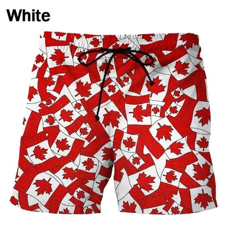 Summer leisure vacation beach shorts 3D printed Canadian flag graphic surfboard shorts mens swimming truss beach suitW250410