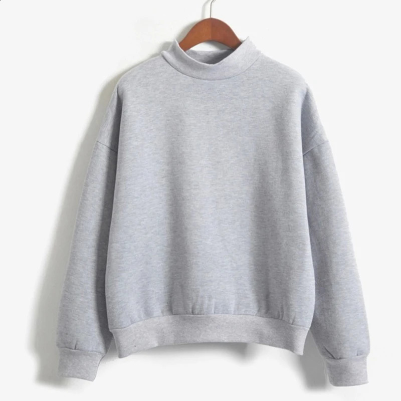 Fleecing Half High Neck Long Sleeve Casual Top For Women Clothing Autumn Winter Trend Solid Simple Pink Sweatshirts Basic 250410