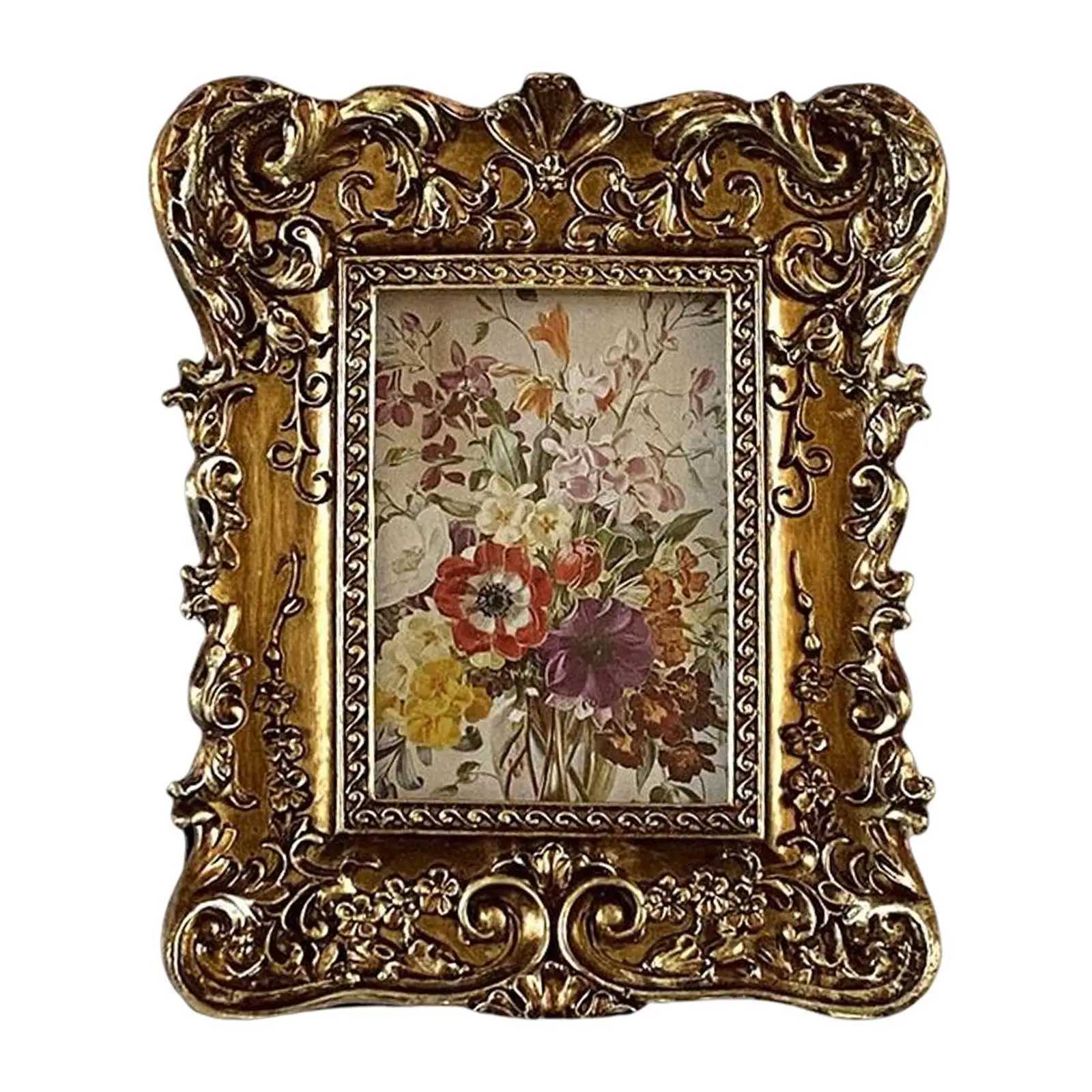 Embossed Floral Photo Display Holder Elegant Decorative Table Wall Hanging Picture Frame for Hallway Home Decor L251110 H260306