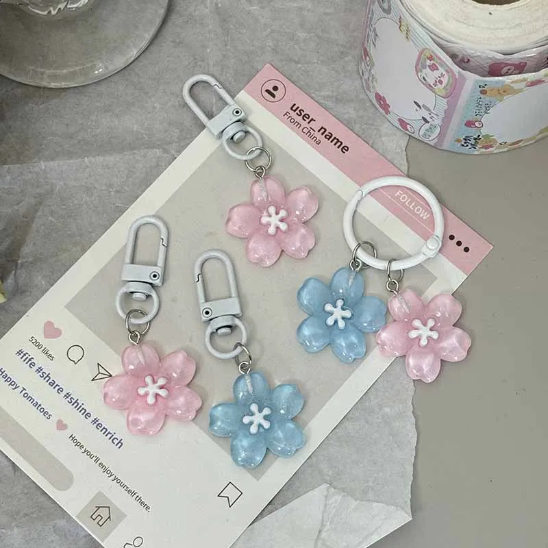 Simulated cherry blossom keychain resin flower jelly cherry blossom pendant keychain cherry blossom transparent flower doll pendant 250409