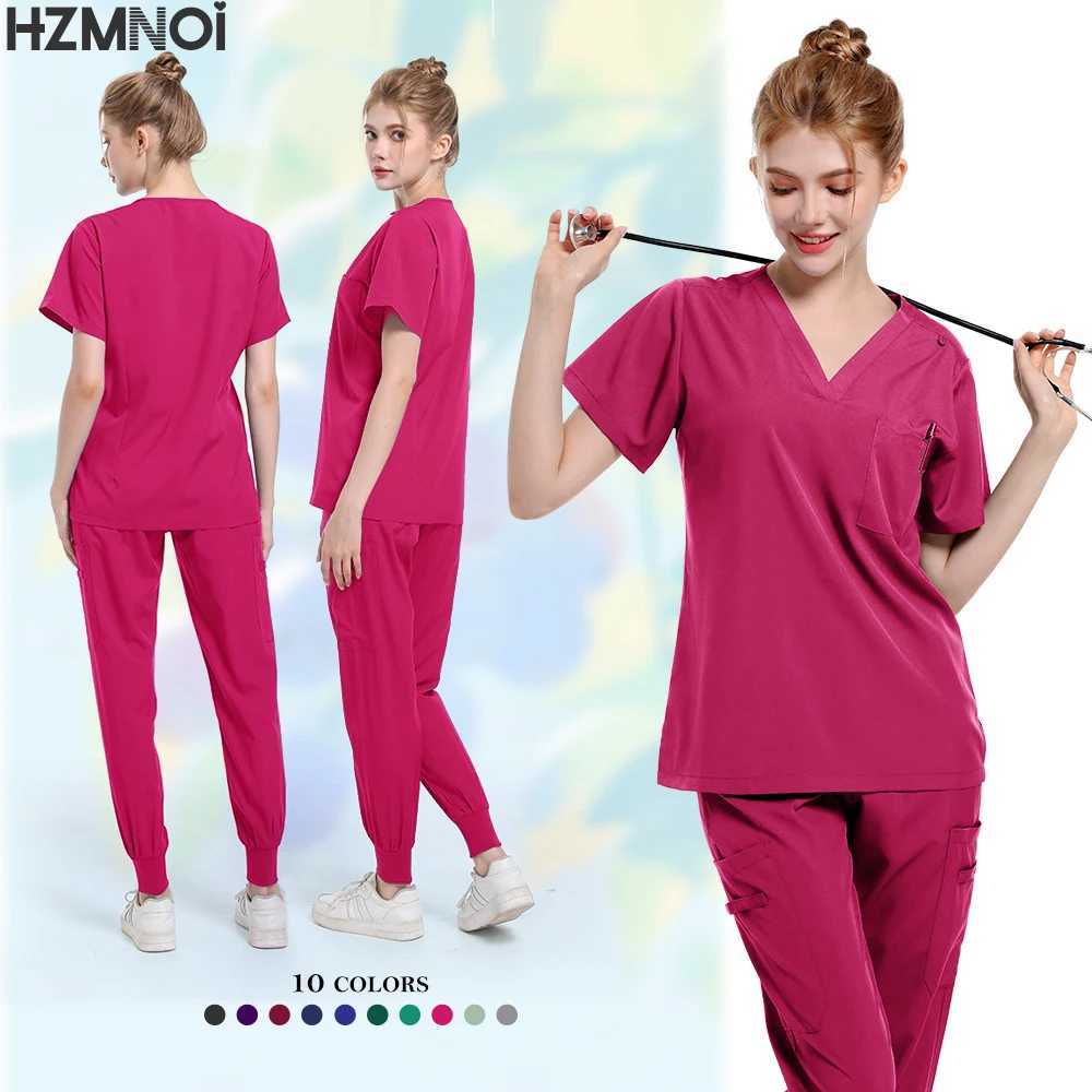 Medical Doctor Nurse Surgical Uniforms Woman Scrub Set Beauty Sn Work Wear Clinical Scrubs Top + Pants Spa Nursing Tunic Suit X250410