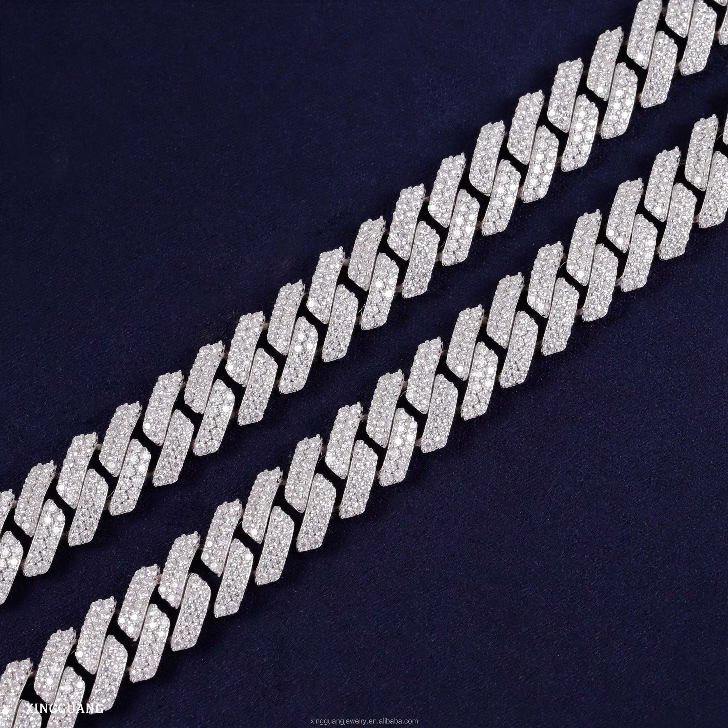 Hip Hop Jewelry 12mm Diamond Cuban Link Necklace for Men 925 Silver 18k Plated Miami Cuban Iced Out Moissanite Cuban Link Chain
