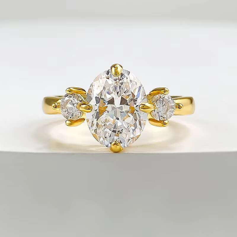 European and American Style S925 Silver Gold Plated Mosan Moissanite Diamond Ring Big Wedding Ring for Men Women and Couples