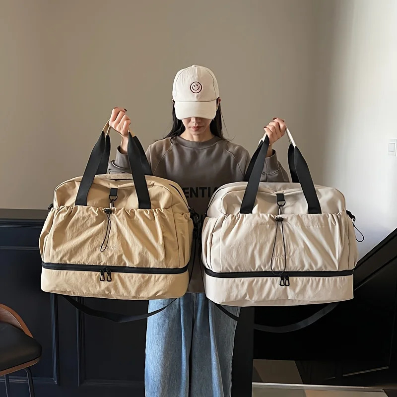 Lightweight Large Capacity Multi-functional Travel Bag Simple Korean Style Tote Shoulder Crossbody Bag - Oxford Fabric Material 251110