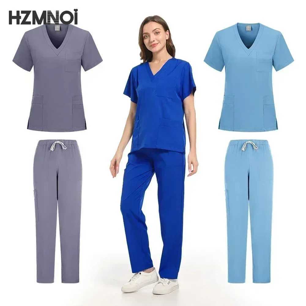 Scrub Sets Uniform Women Surgical Medical Scrub Doctor Nurse Working Clothes Soft Nursing Spa Beauty Uniform Dental Lab Coat New X250410