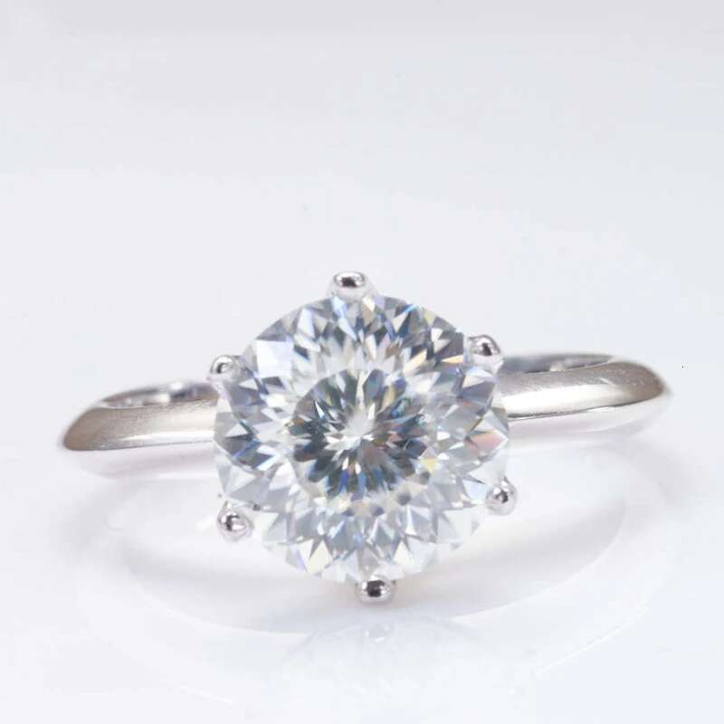 1/2/3/5CT 100-Faceted D Color Moissanite Classic Womens Ring S925 Sterling Silver Moissanite Diamond Wedding Rings