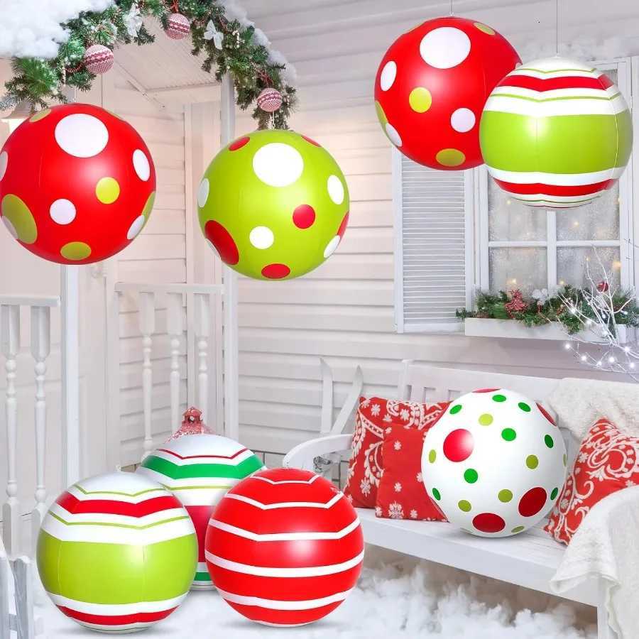 Christmas 12 Pcs 24 16 Inch Giant Christmas Inflatable Ball Outdoor Blow up Xmas Inflatables Ornaments Giant PVC Christmas Ornaments for Y251111