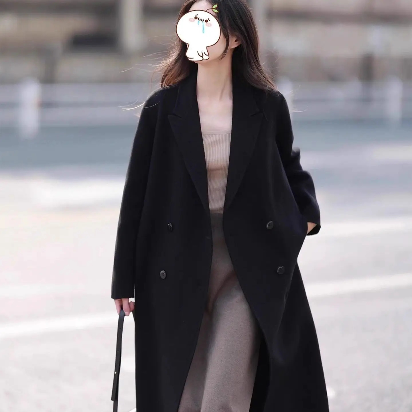 25ss product 100 sheep wool doublesided woolen coat autumn style simple slim fit womens jacket 251104