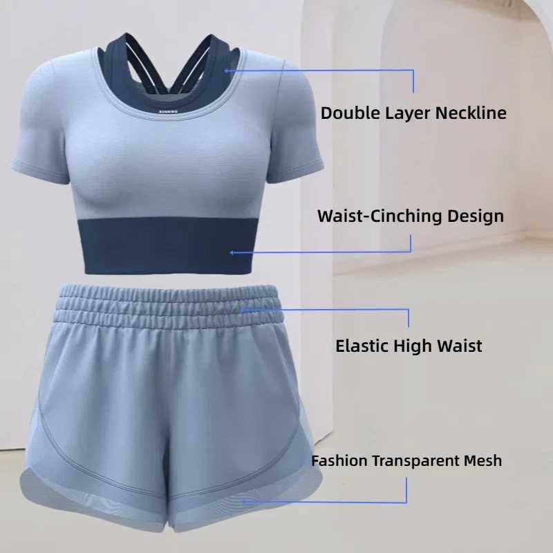 Womens yoga suit sportswear set high stretch polyester material sportswear with hidden pocket fitness suitW250411