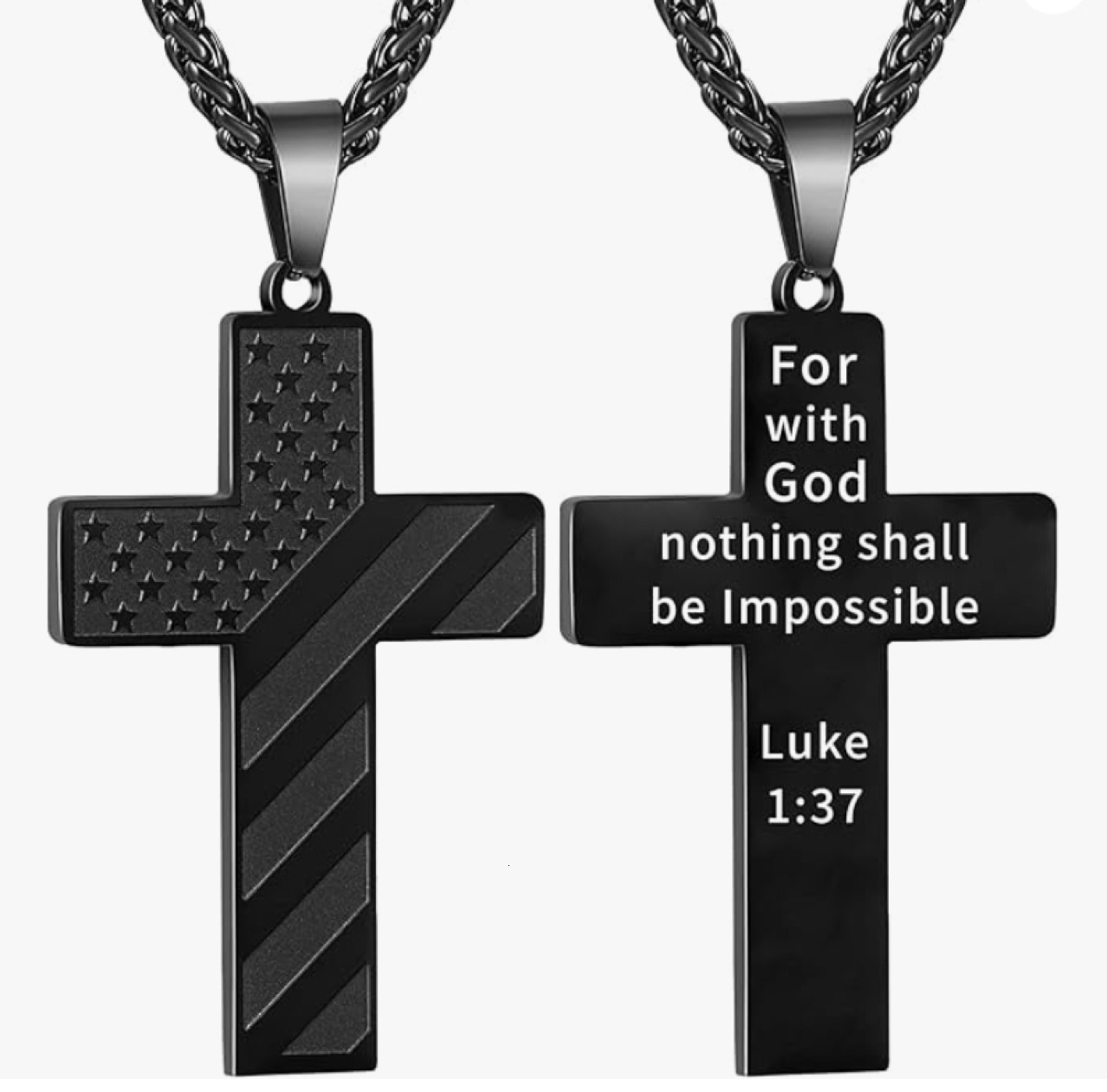 New Stainless Steel American Flag Graphic Engraving Necklace Cross Sports Style Niche Jewelry