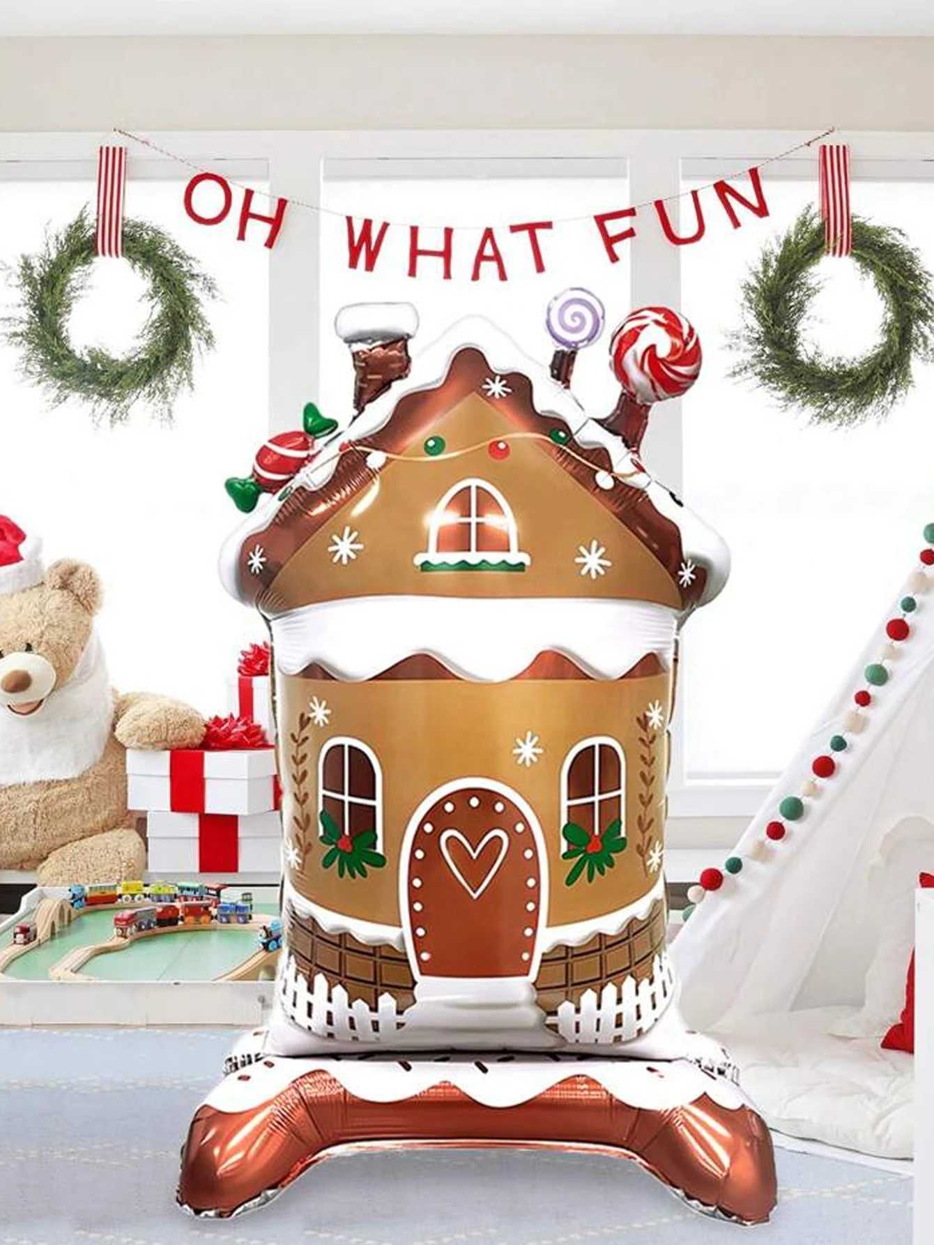 Christmas Vertical candy house aluminum foil balloon Christmas party decoration candy party Christmas balloon layout theme event scene Y251111