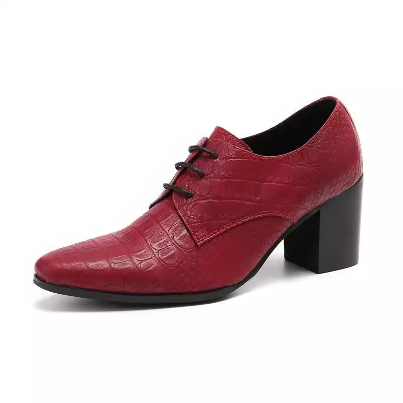 European and American -embossed Lace-up Fashion Mens Shoes Trendy Nightclub Pointed High Heels Leisure Shoes Man 251106