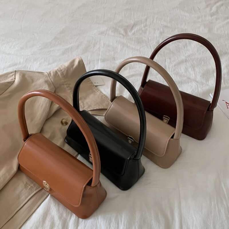 Fashion Retro Women's Shoulder Simple Solid Colour Handbag Vintage Underarm Bag