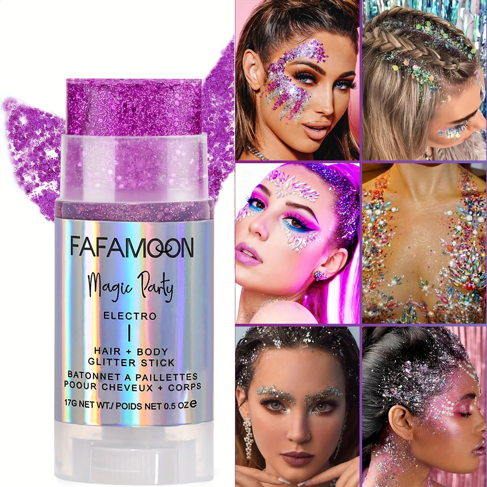 Body Glitter Stick Singer Music Rave Festival Rotating Mermaid Face Glitter Stick Holographic Glitter for FaceBodyHairEye 250410