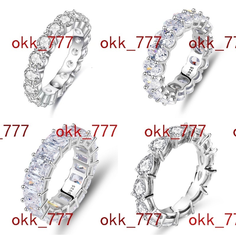 925 Sterling Silver Moissanite Diamond Ring 4mm Full Moissanite Elegant Luxurious Jewelry Accessory Row Moissanite Rings