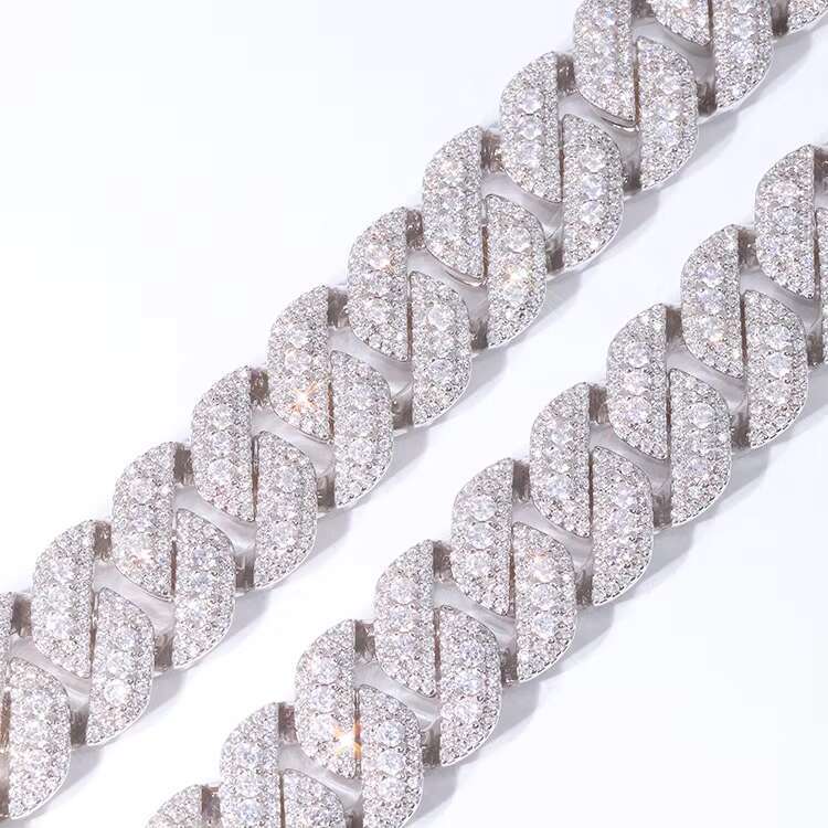 Bling Hip Hop Chain 16mm Wide Iced Out 925 Silver Necklace Set D/VVS Moissanite Diamond Cuban Link Chain