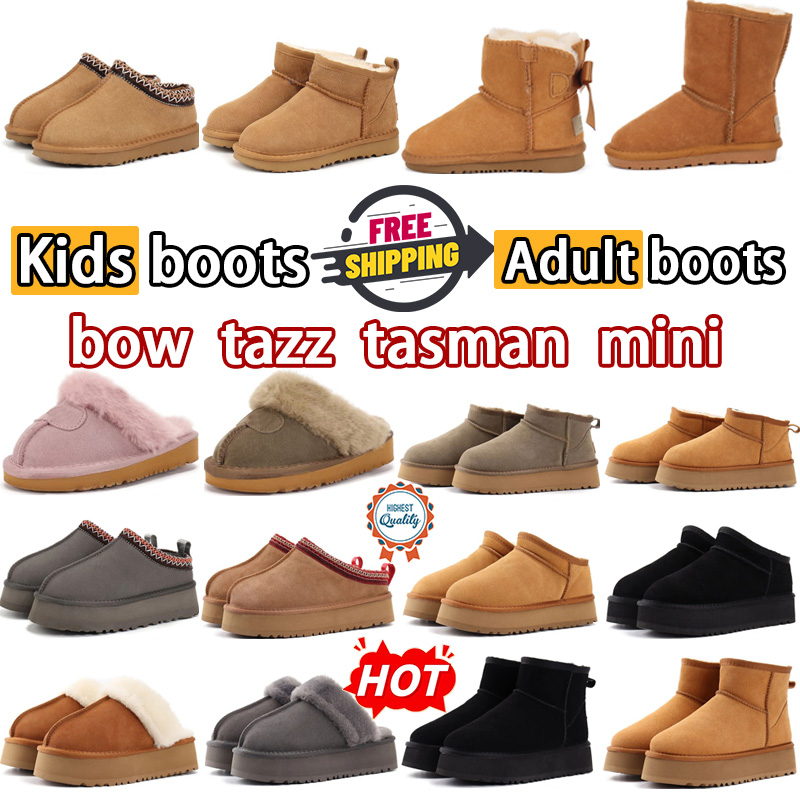 Free shipping kids Boots Adult boots toddler boots Snow boots Winter tazz bow tasman Half Boots boys girls Ankle Boots baby Knee Boots Knee Boots Cotton Flat eur 21-35