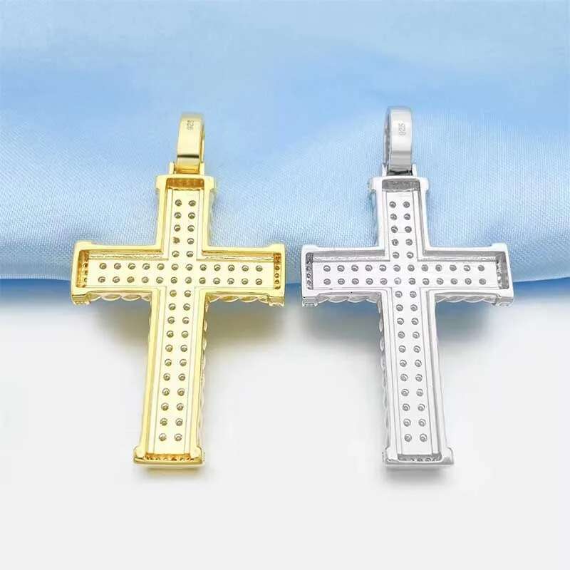Hiphop 925 Silver Real D Color VVS1 Moissanite Cross Pendant for Men Miami Iced Out Moissanite Diamond Pendant Pass Tester