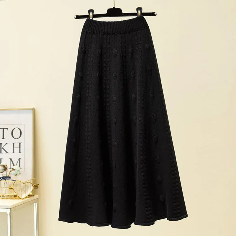 Rimocy Autumn Winter Knitted Long Womens Elegant Solid Color High Waist Fashion Elastic Soft Midi Women 250407