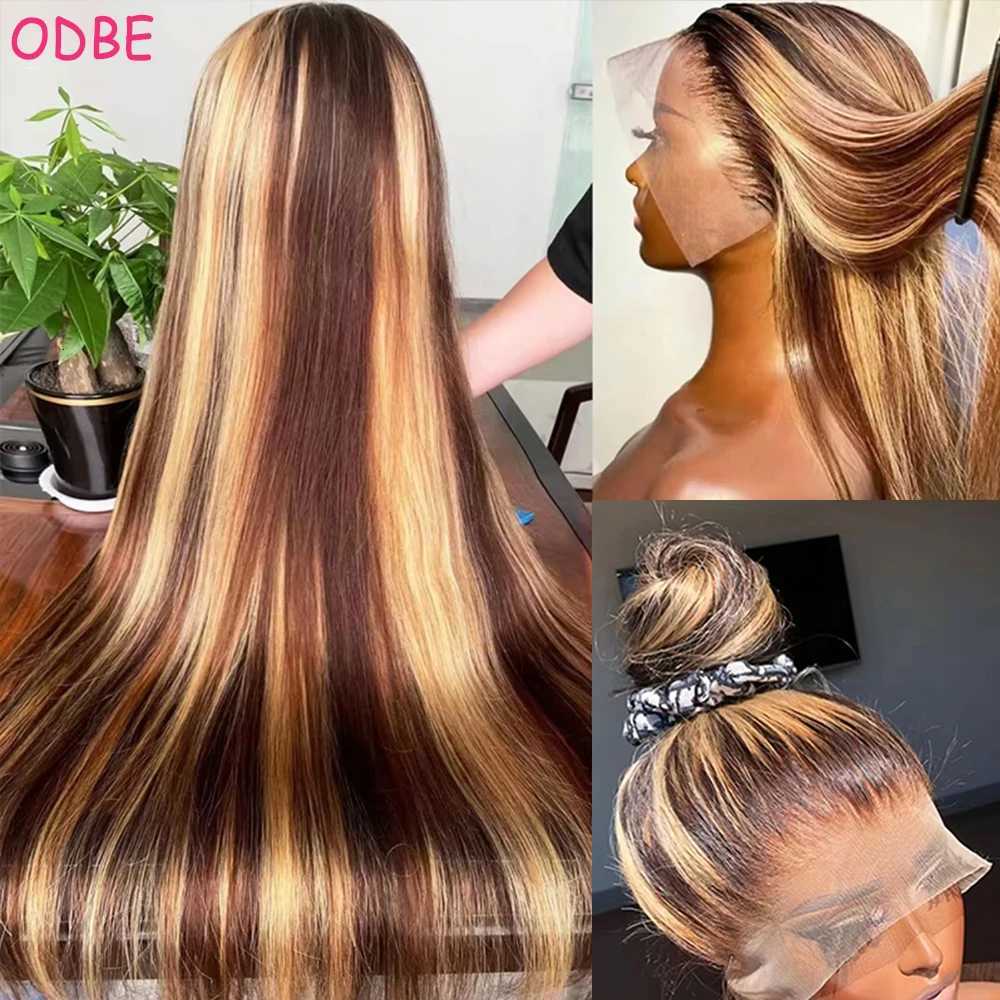 200 Highlight Ombre 360 Full Lace Front Wig 40 Inch 13x6 Bone Straight Hd Lace Frontal Colored Human Hair Wigs Honey Blonde WigT251111