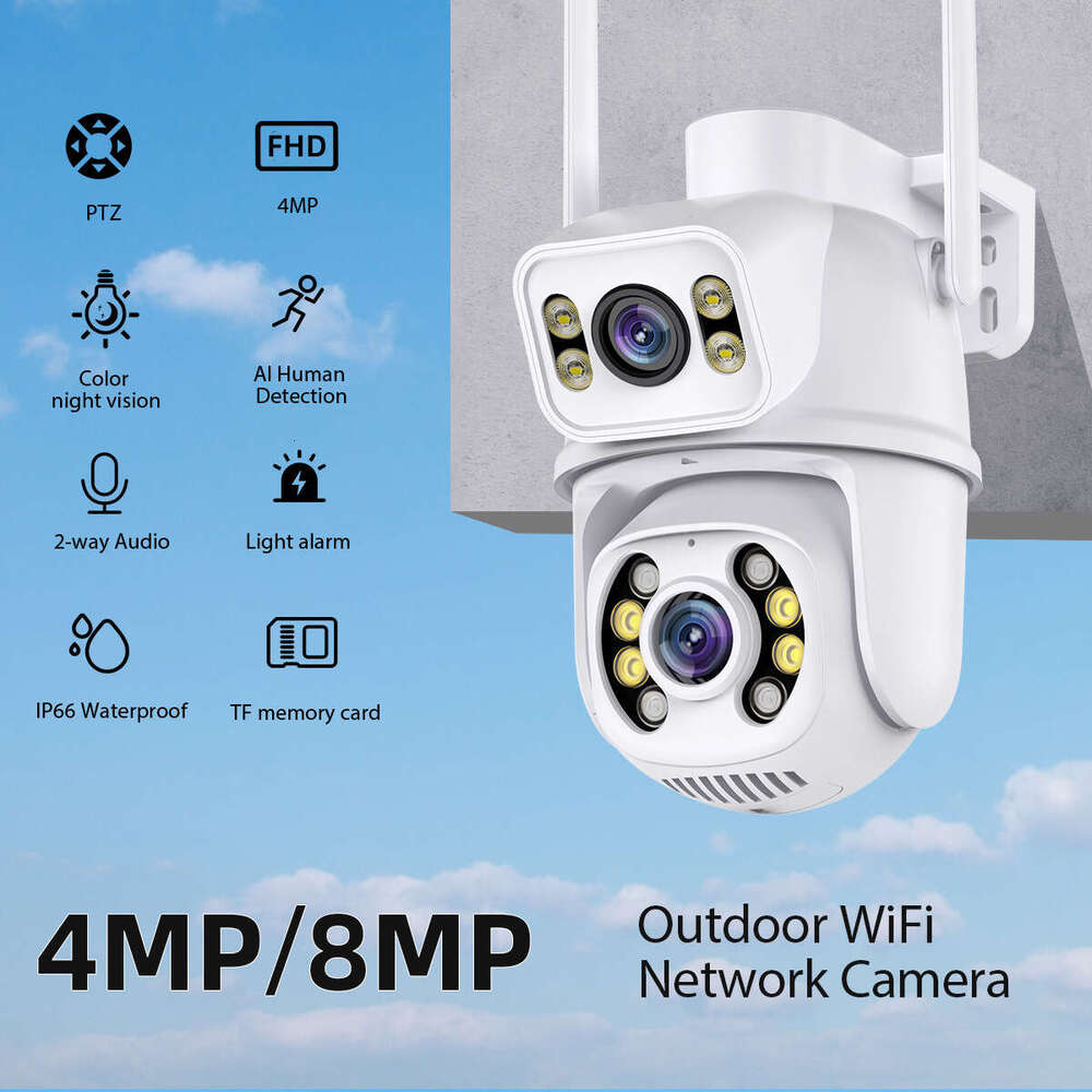 icsee gun and ball linkage dual lens 6MP dual frame PTZ HD camera wireless monitoring