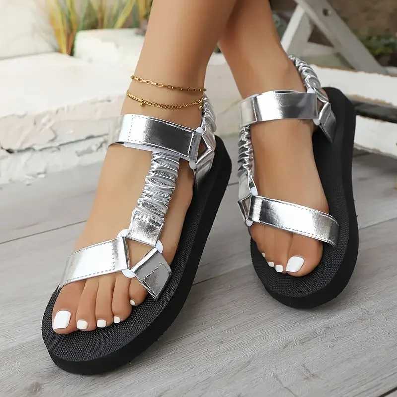 Womens colorful sandals round toe buckle back quick buckle summer all sea artificial lining Fi beach casual shoesXJ250410