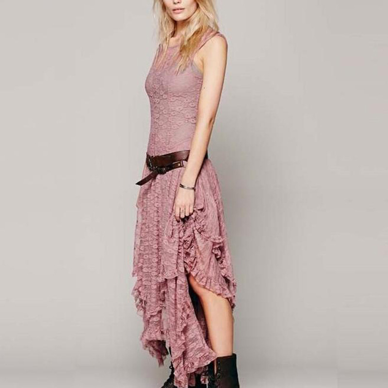Fashion Women's Irregular High Low Lace Sexy Long Dress